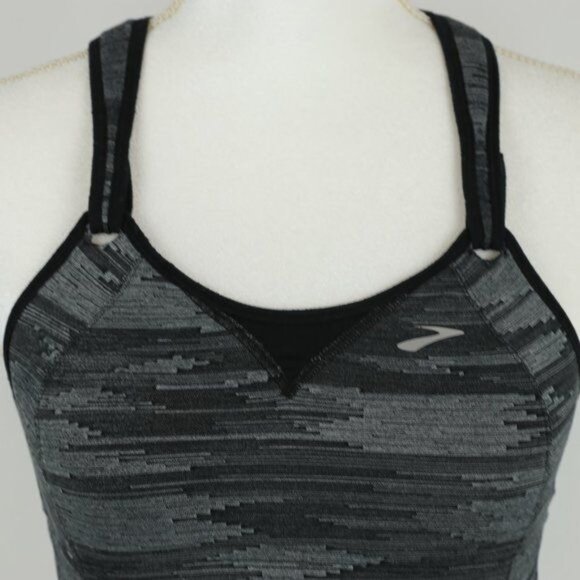 Brooks Rebound Racer Women's XS Black & Gray Adjustable Unpadded Sports Bra - Picture 4 of 8